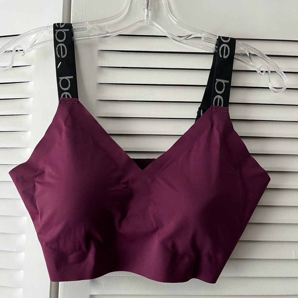 Bebe Deep Purple Bralette with Black Straps, Size XL